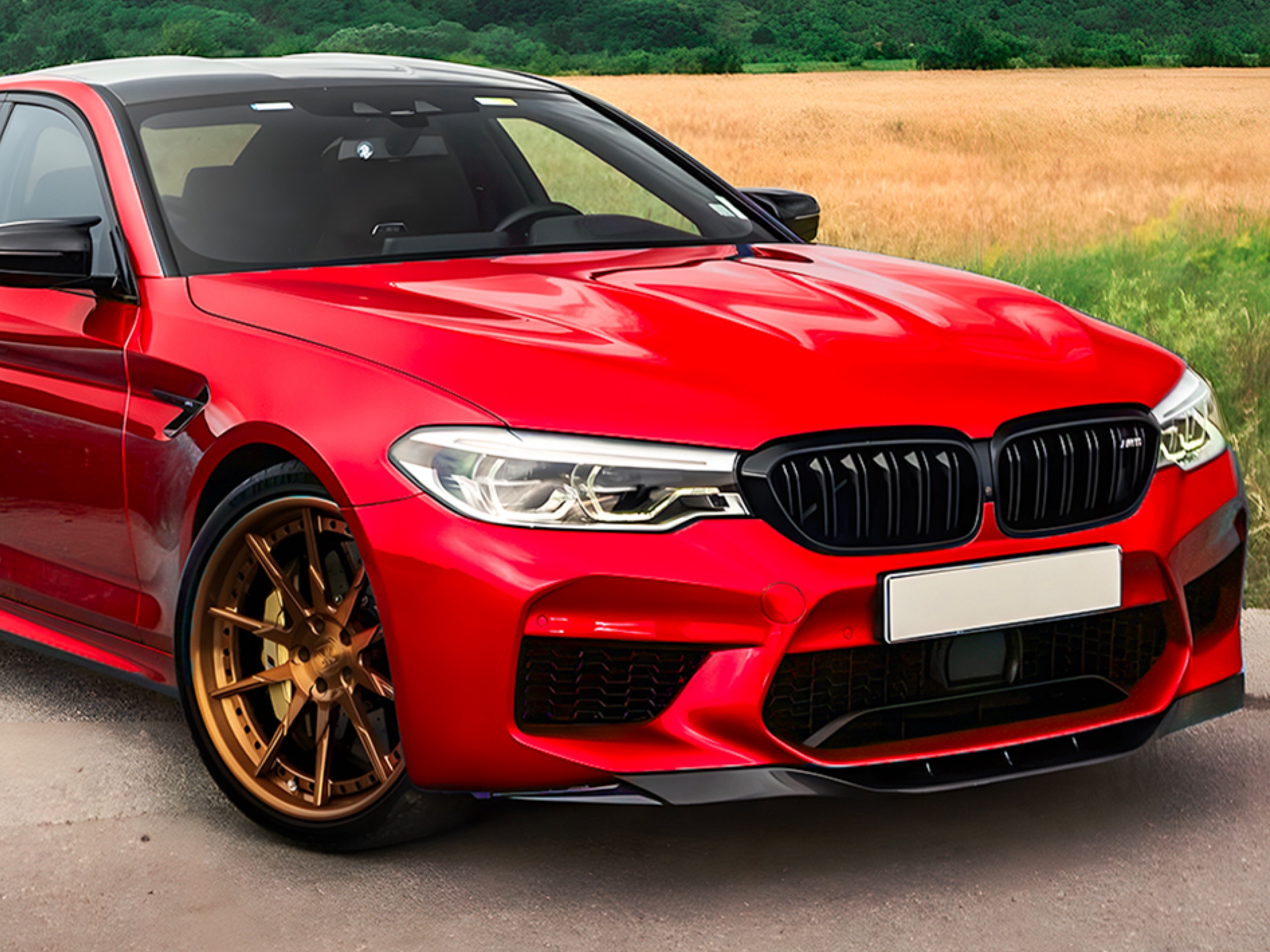 Спідниця накладка переднього бампера M5 BMW 5 series G30 G31 M5 F90 2016-2020 ABS пластик, чорний глянець 2