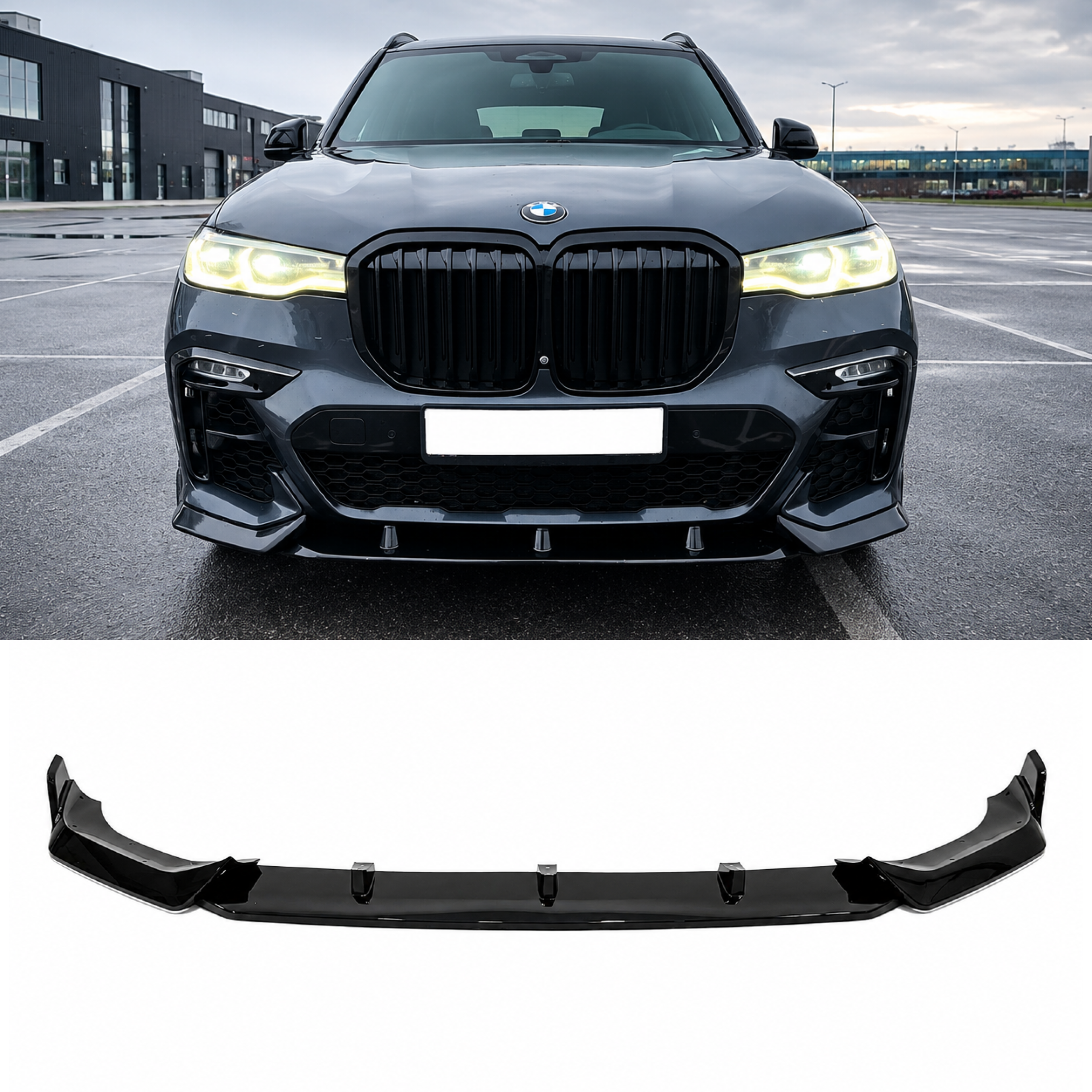 Накладка переднього бампера Paradigm BMW X7 G07 2019-2022, чорний глянець