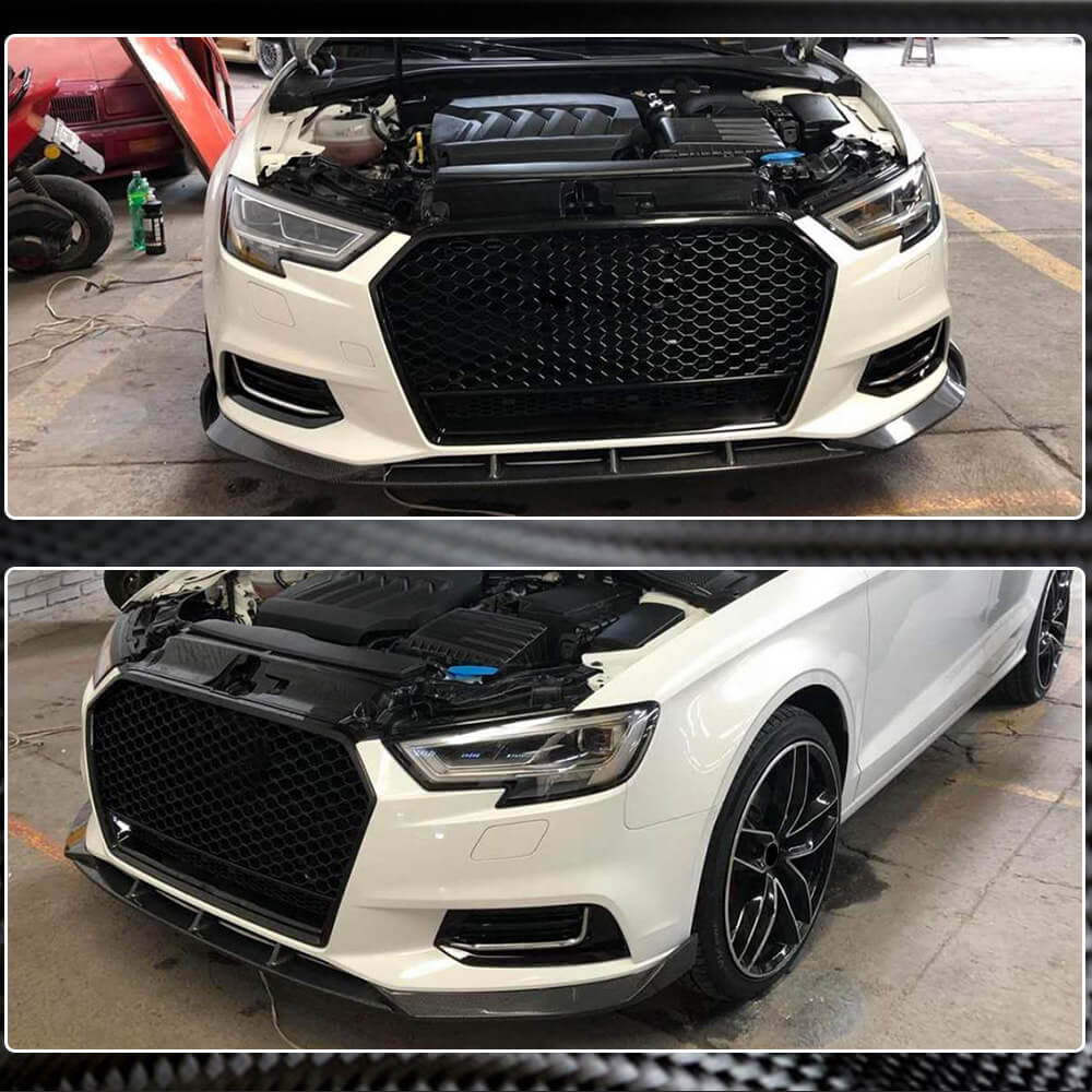 Накладка на передній бампер Lip V1 (для Base 2017-2020 Sedan, Карбон) 5