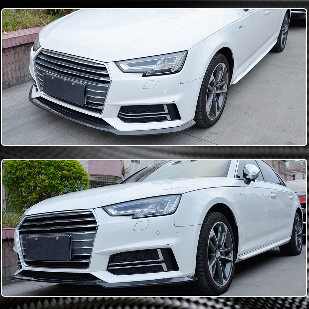 Накладка на передній бампер Lip V4 (для S-Line Sedan 2015-2019, Карбон) 3