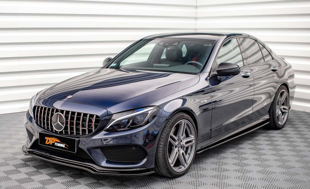 Накладка на передній бампер V2 (2014-2018, тільки для AMG-Line, чорний глянець)