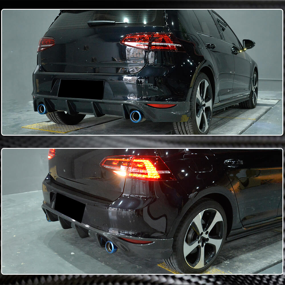 Дифузор заднього бампера V2 (для Base/GTI HB 2012-2017, Карбон) 4