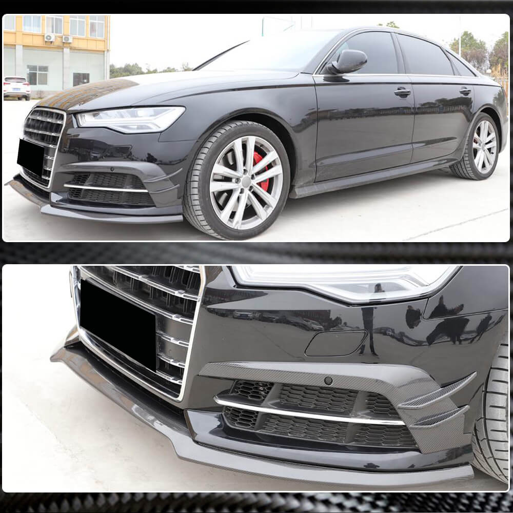 Накладка на передній бампер Lip Карбон V3 (для S-Line 2014-2018) 3