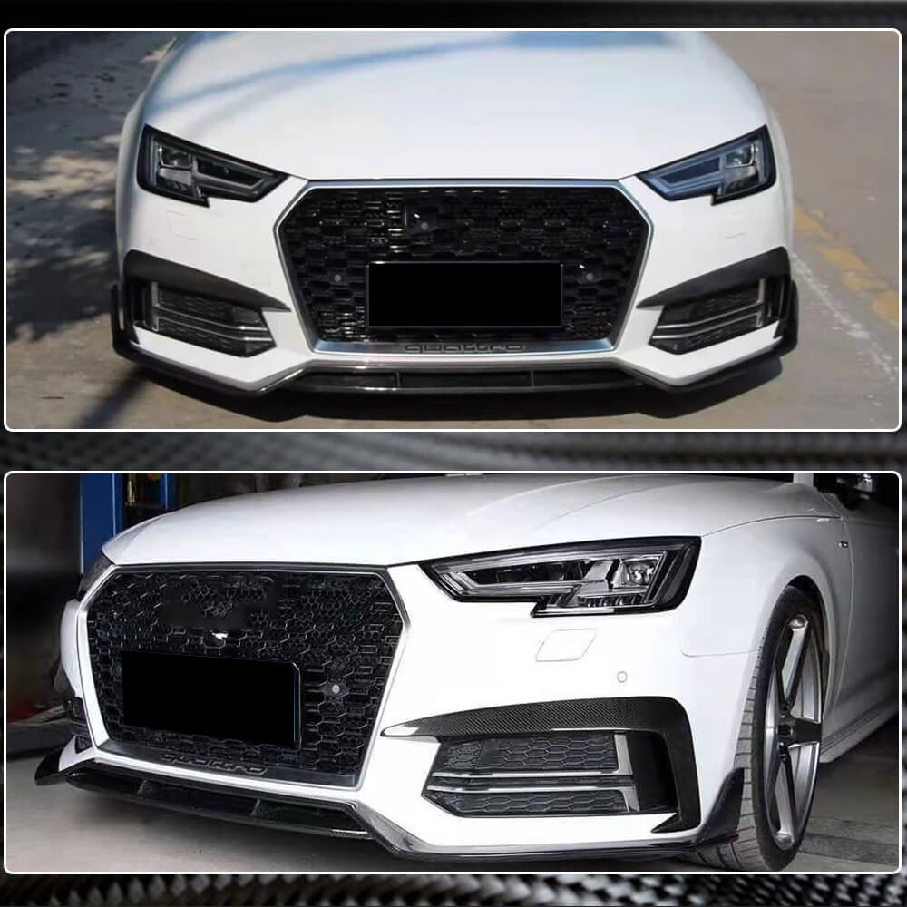 Накладка на передній бампер Lip V2 (для S-Line Sedan 2015-2019, Карбон) 5