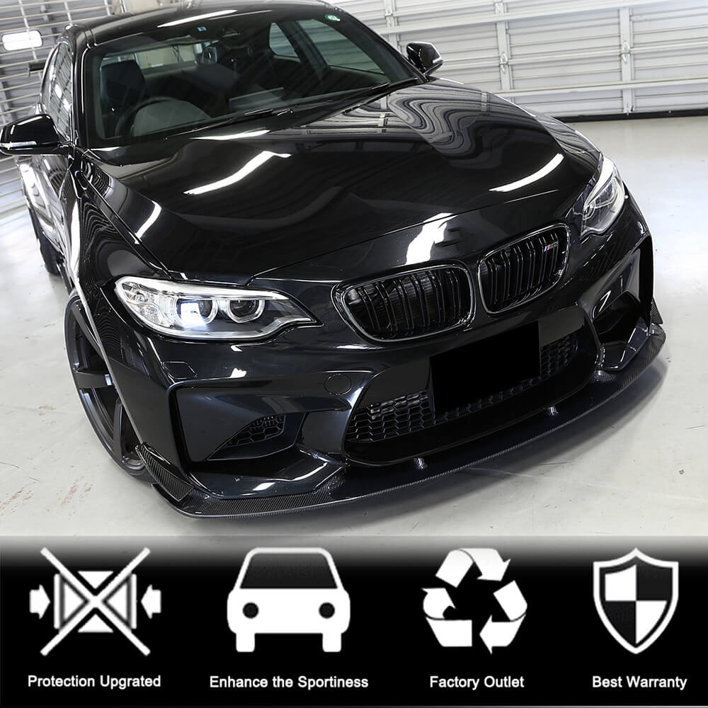 Накладка на передній бампер Lip V6 (для F87 M2, Карбон) 2