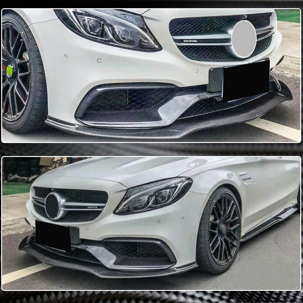 Накладка на передній бампер Lip V2 (для SD C63 AMG 2015-2019, Карбон) 4