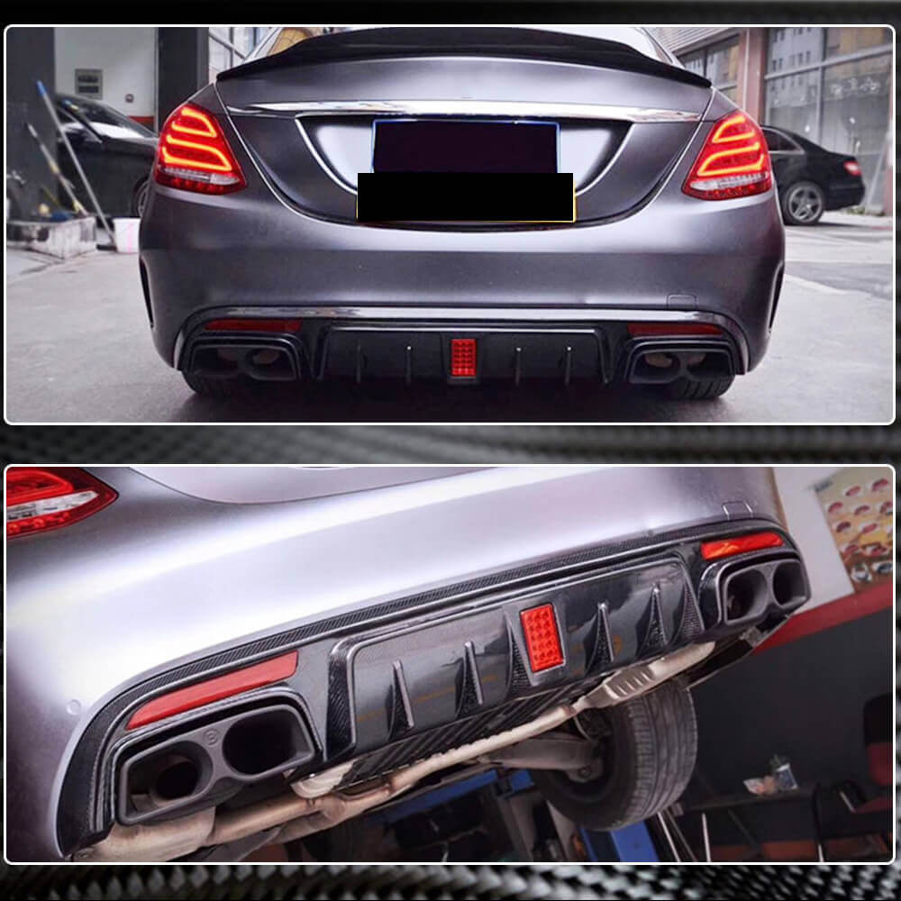 Дифузор заднього бампера V1 (для SD C43/C63 AMG 2015-2019, Карбон) 3