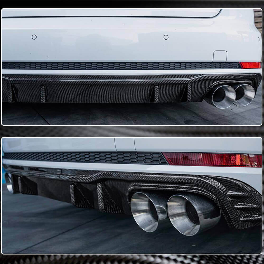 Дифузор заднього бампера V2 (для S-Line Sedan 2015-2019, Карбон) 4