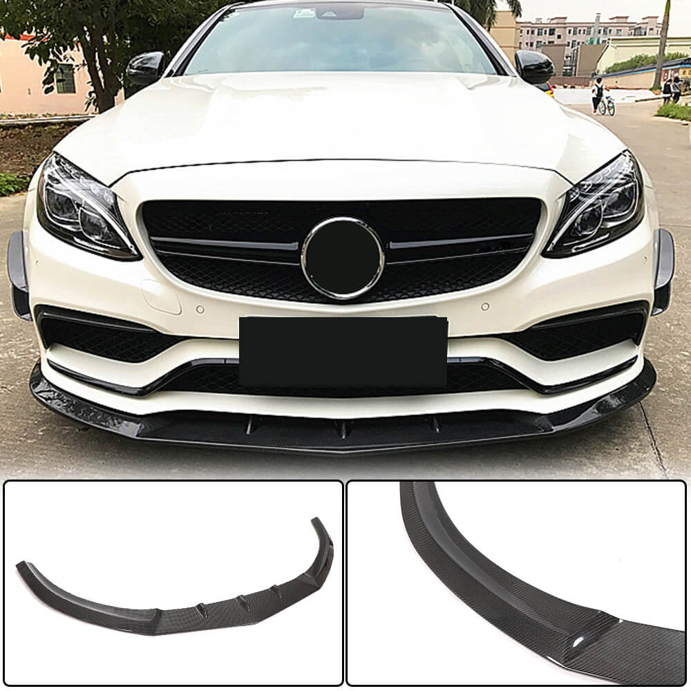 Накладка на передній бампер Lip V1 (для SD C63 AMG 2015-2019, Карбон)