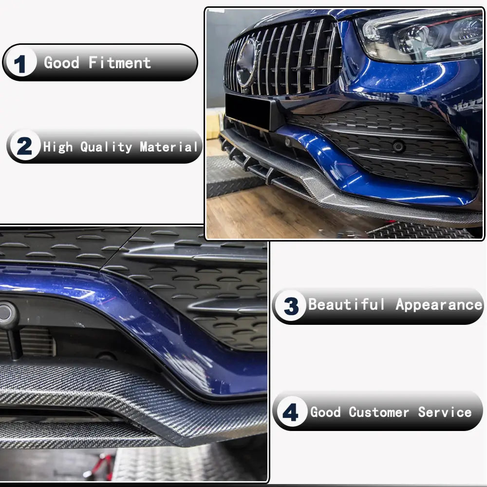 Накладка на передній бампер Lip (для AMG-Line 2020+, Карбон) 3