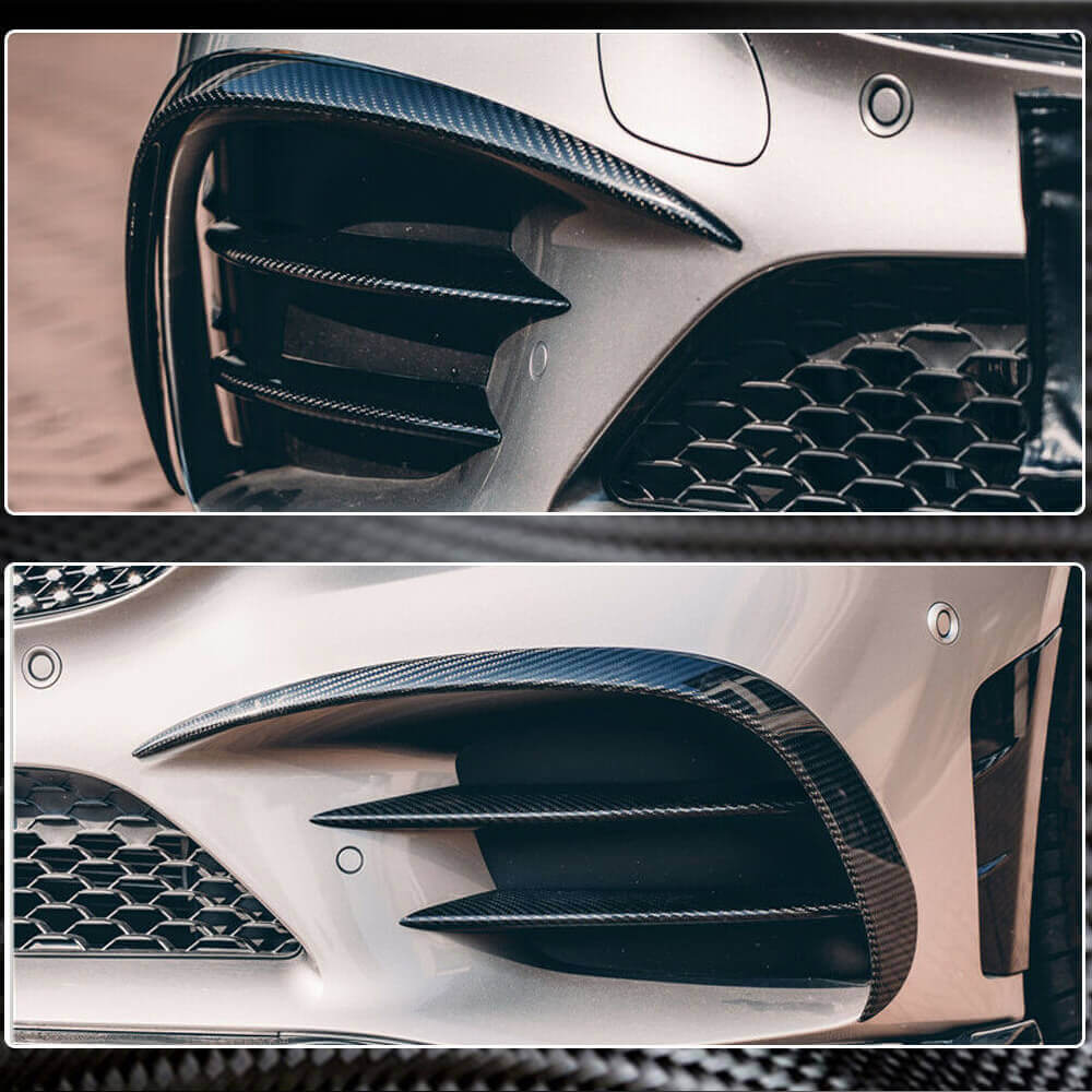 Накладки на передній бампер V1 (для C43 AMG 2019-2021, Карбон) 5