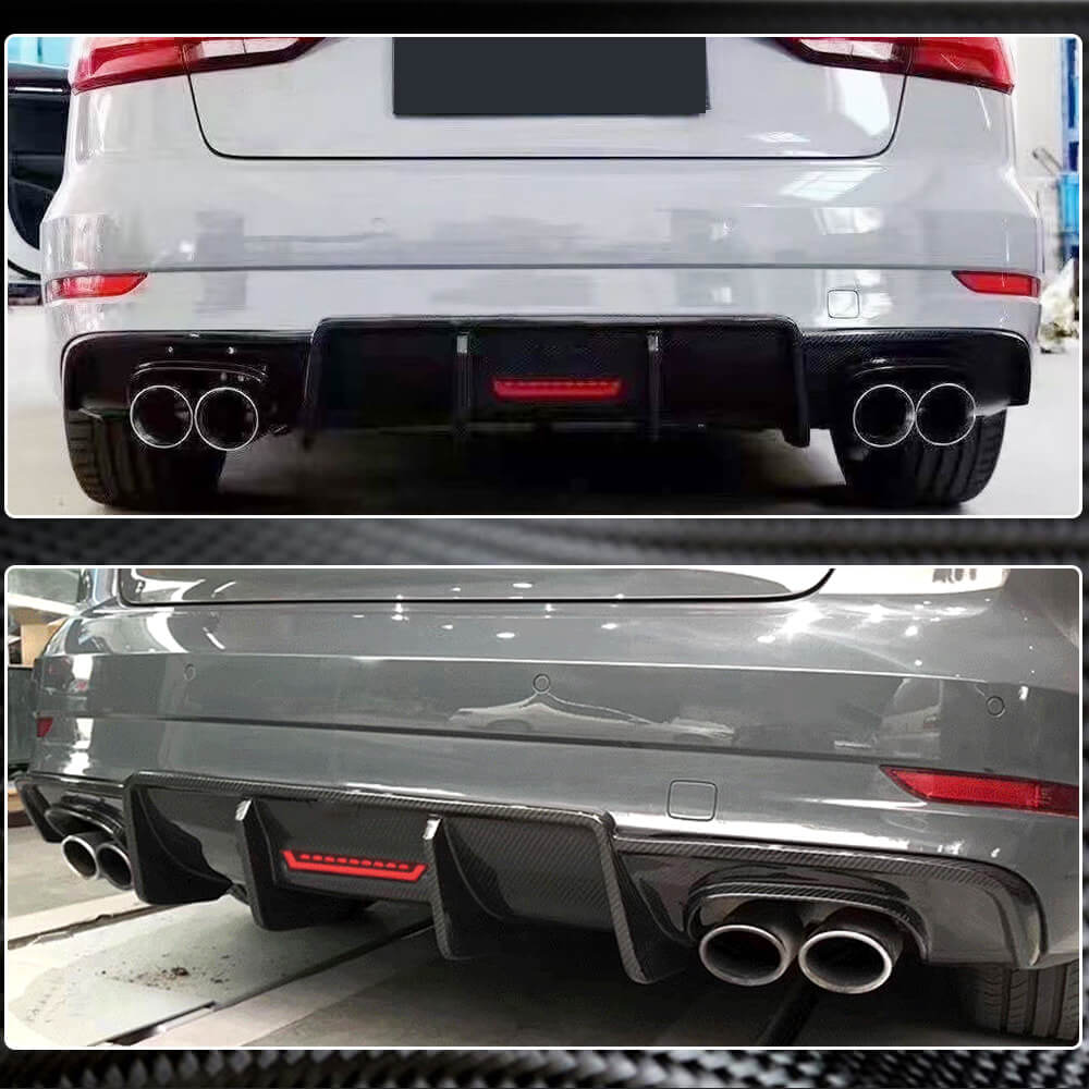 Дифузор заднього бампера V3 (для S-Line Sedan 2017-2020, Карбон) 4