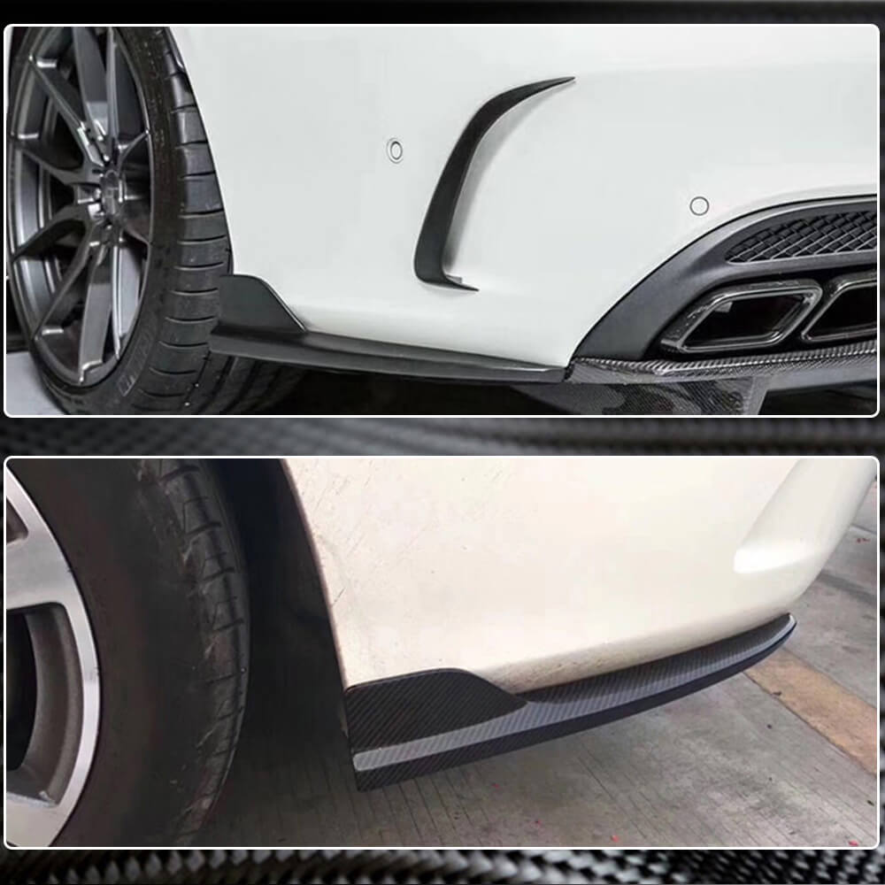 Накладки на задній бампер V2 (для купе/кабріолет AMG-Line / C43 AMG 2015-2019, Карбон) 3