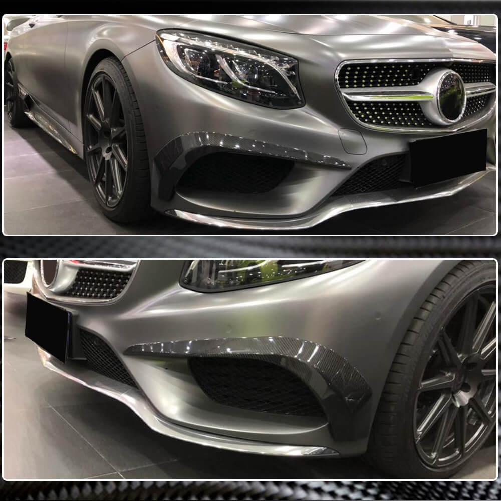 Вставки в передній бампер (для AMG-Line 2015-2018, Карбон) 4