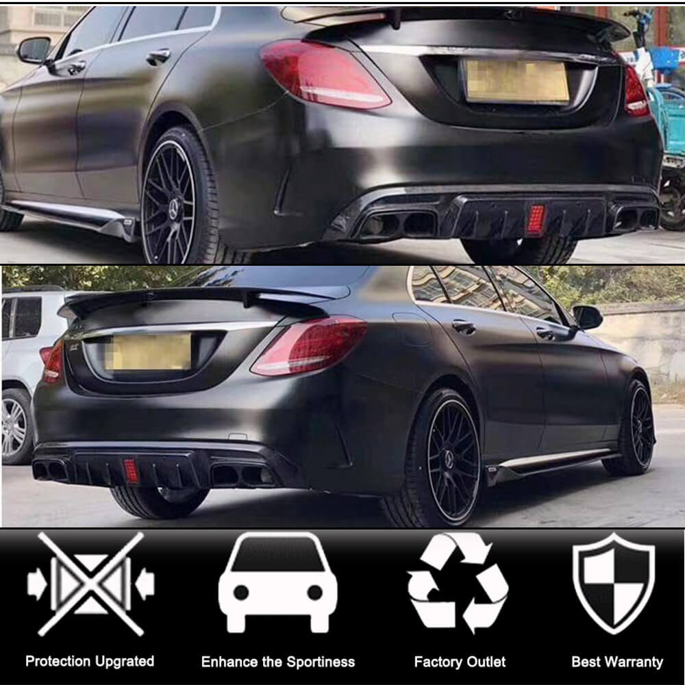 Дифузор заднього бампера з насадками (для SD С43 AMG 2015-2021, Карбон) 2
