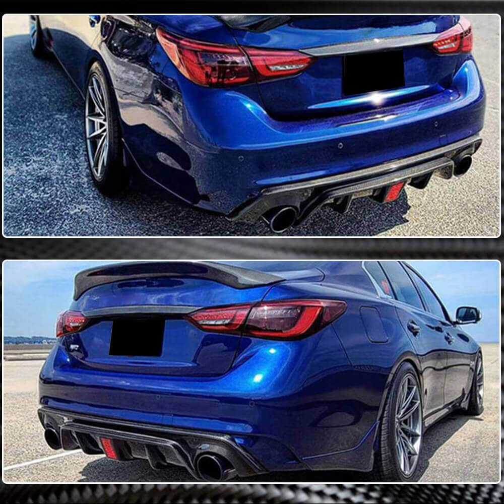 Дифузор заднього бампера V4 (для Q50 Base/Sport 2018-2023, Карбон) 5