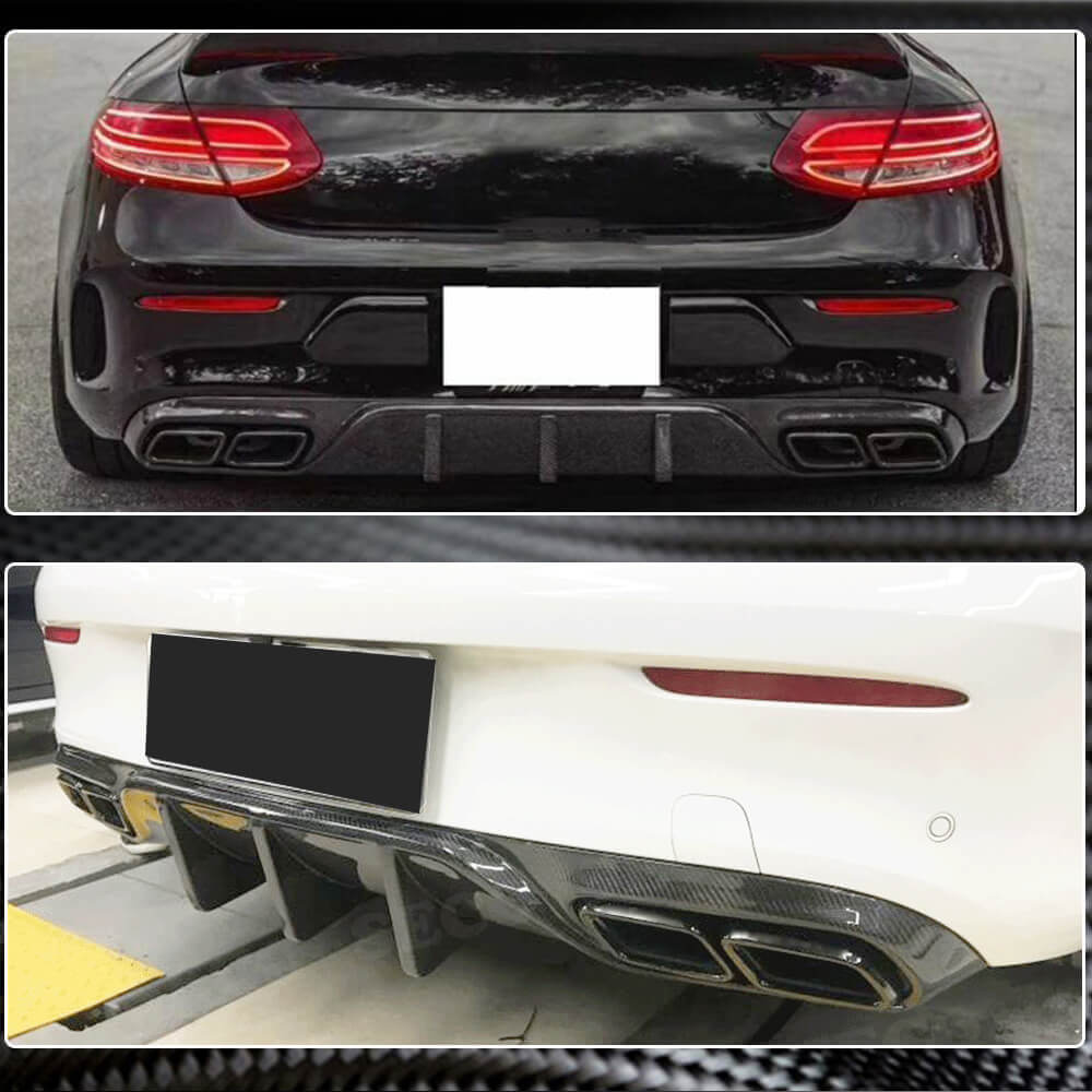 Дифузор заднього бампера V1 (для купе/кабріолет C63 AMG 2015-2019, Карбон) 4