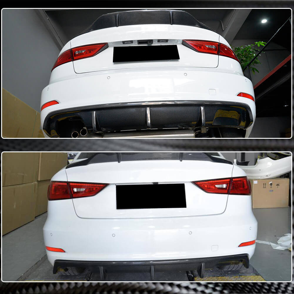Дифузор заднього бампера V2 (для Base Sedan 2012-2016, Карбон) 3