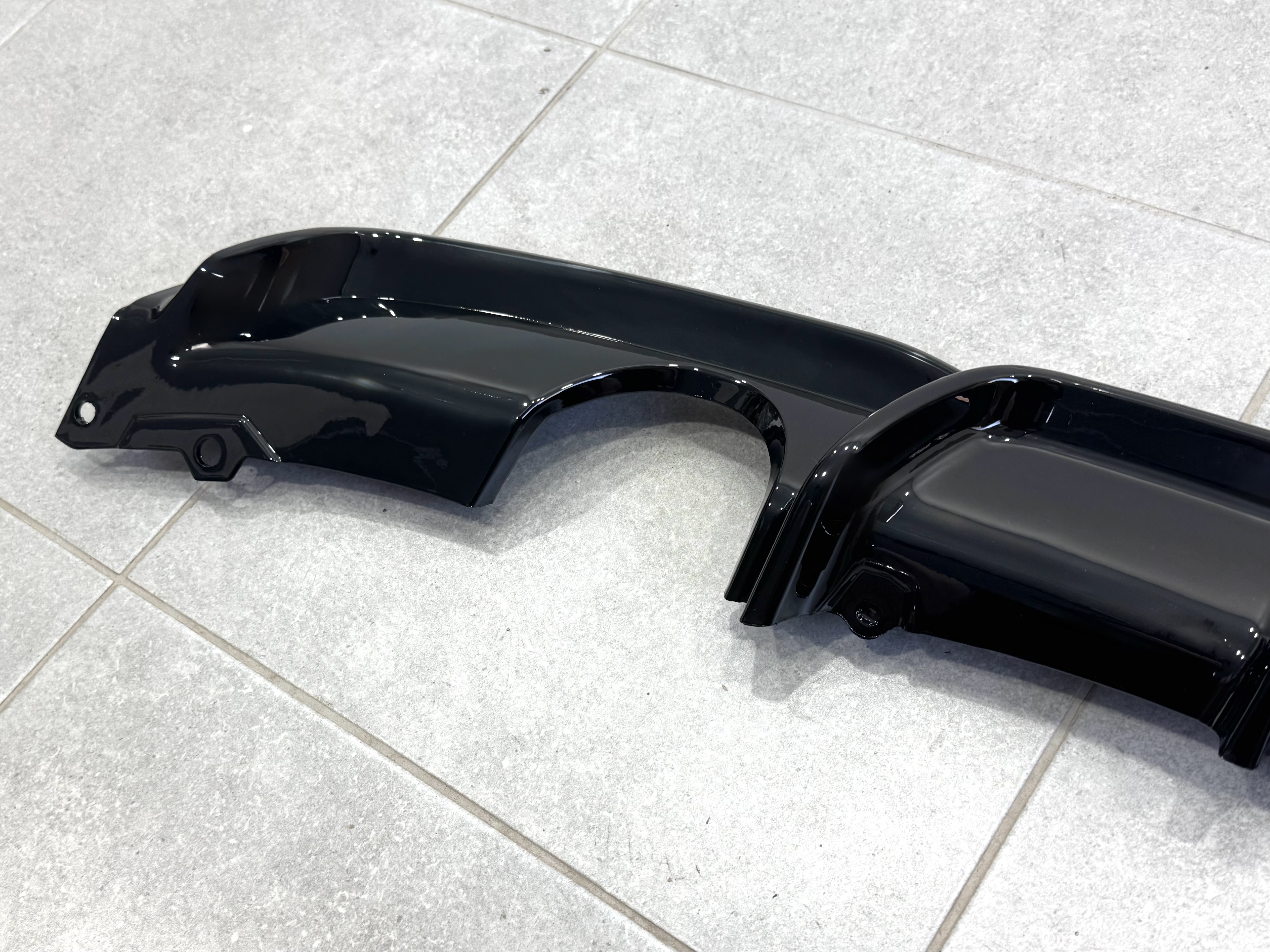 Дифузор накладка заднього бампера M-Performance BMW 3 series F30 2012-2018 під дві одинарні вихлопні труби ГЛЯНЦЕВИЙ 0---0 6