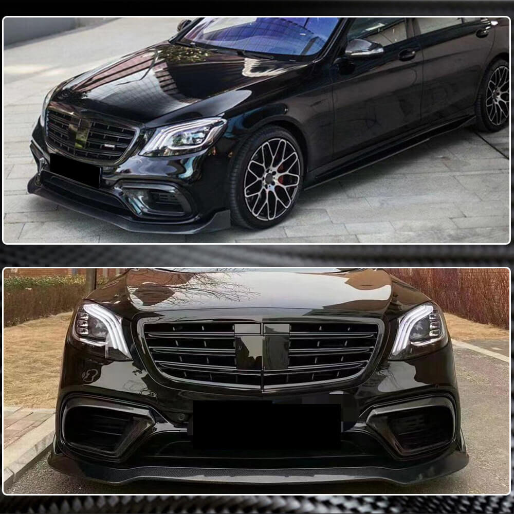 Накладка на передній бампер Lip (для S63/S65 AMG 2018-2022, Карбон) 5