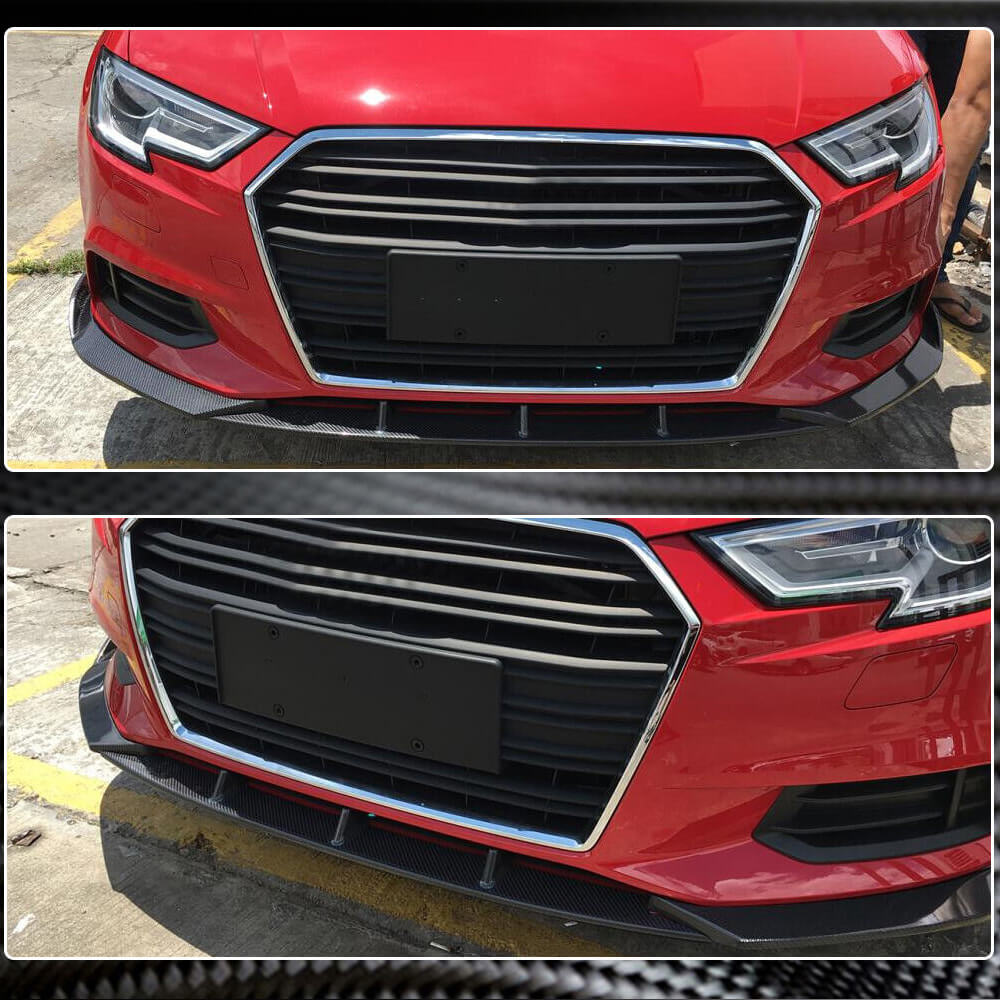 Накладка на передній бампер Lip V1 (для Base 2017-2020 Sedan, Карбон) 4