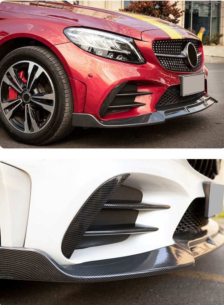 Накладка на передній бампер Lip V3 (для C43 AMG 2019-2021, Карбон) 6