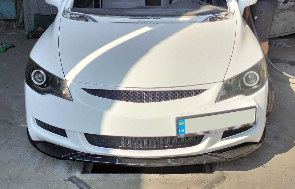 Універсальна передня Lip накладка V-2 (ABS, чорний глянець) 5