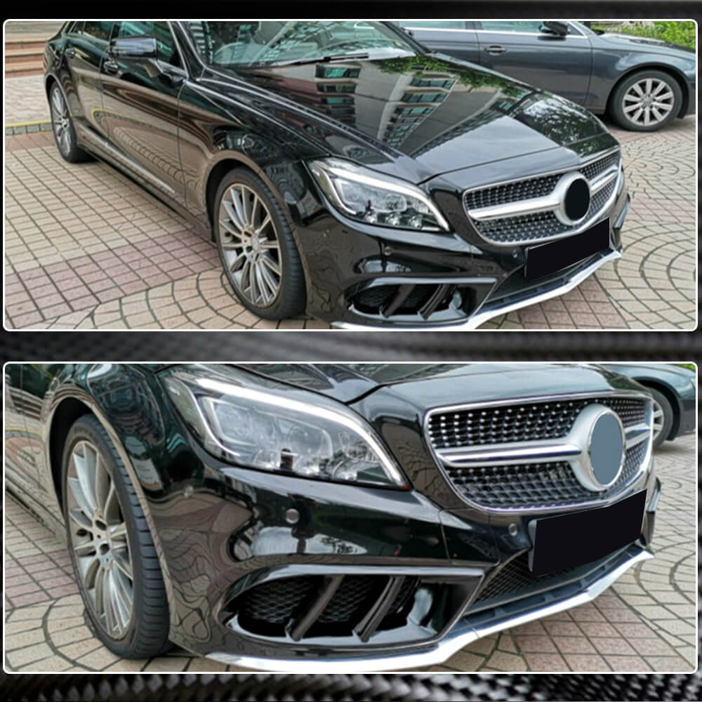 Накладки на передній бампер (для AMG-Line SD 2015-2018, Карбон) 3