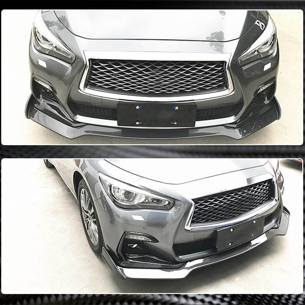 Накладка на передній бампер Lip V2 (для Q50 Sport 2018-2022, Карбон) 5