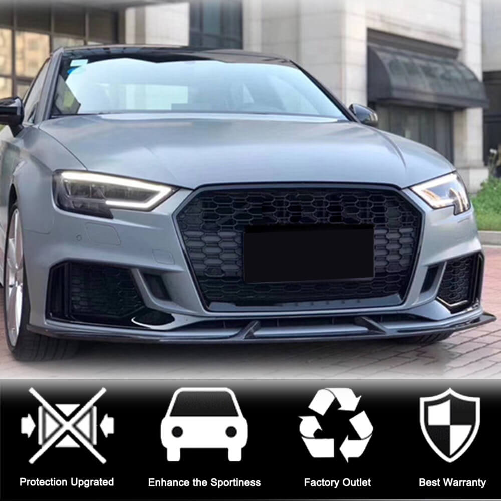 Накладки на передній бампер V4 (для RS3 Sedan 2017-2020, Карбон) 4
