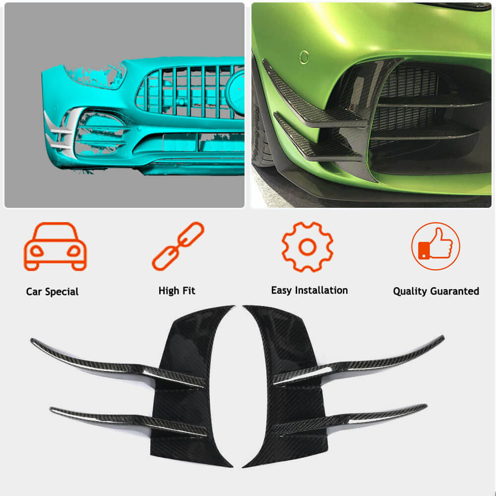 Накладки на передній бампер V2 (для GT R 2016-2019, Сухий карбон) 2