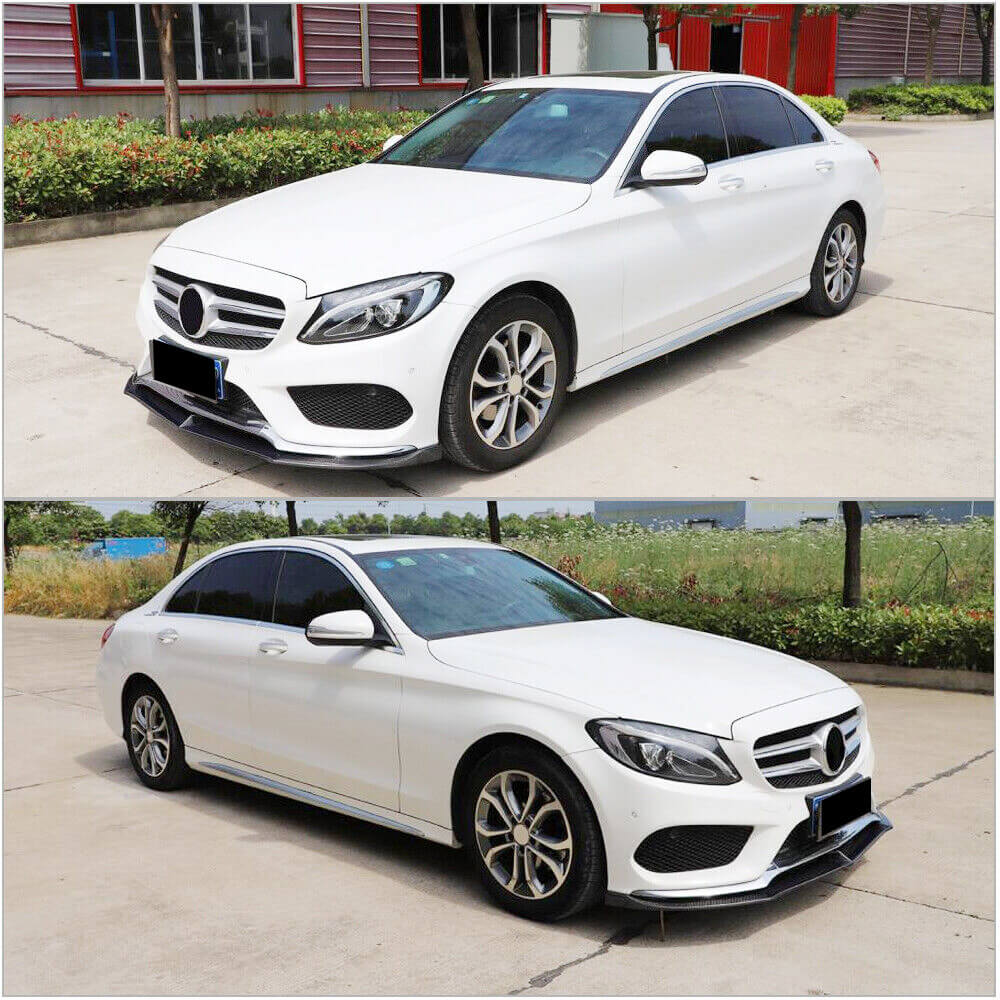 Накладка на передній бампер Lip V6 (для C43 AMG 2015-2019, Карбон) 3