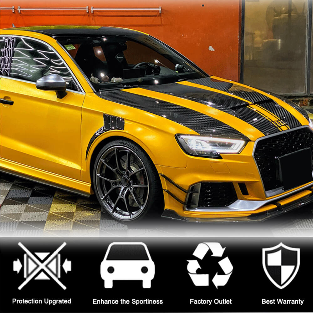 Накладки на передній бампер V2 (для RS3 Sedan 2017-2020, Карбон) 3