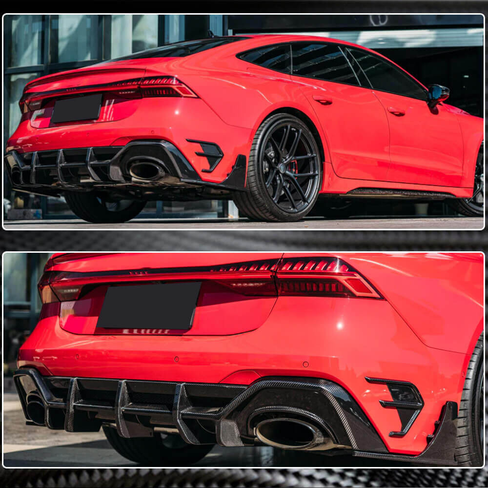 Дифузор заднього бампер (для RS7 2018-2022, Сухий карбон) 2