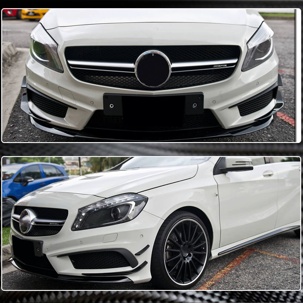 Накладки на передній бампер (для AMG-Line / A45 AMG HB 2013-2015, Карбон) 3