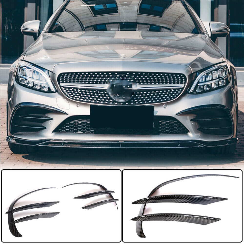 Накладки на передній бампер V1 (для C43 AMG 2019-2021, Карбон) 2