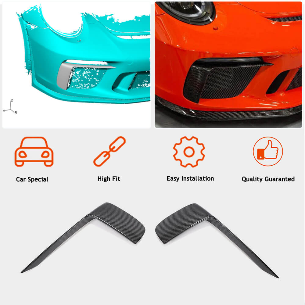 Накладки на передній бампер V2 (для GT3 (RS) 2017-2019, Карбон) 2