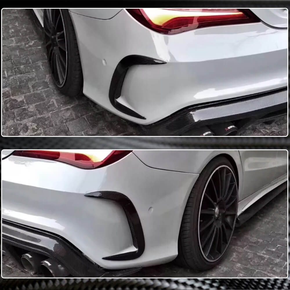 Накладки на задній бампер V1 (для AMG-Line / CLA45 AMG SD, Карбон) 3