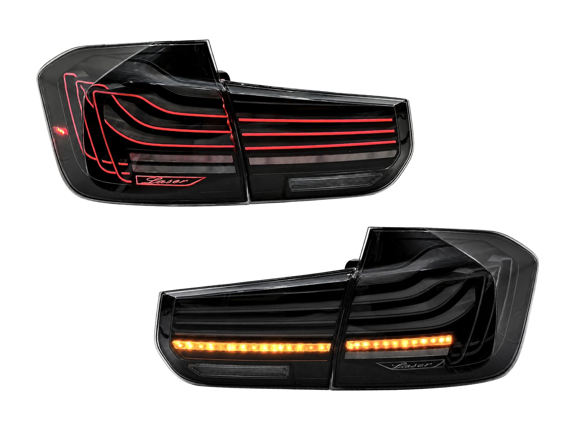 Задні LED ліхтарі стиль CSL для BMW 3 series F30 2012-2018 димчасті, комплект 4шт.