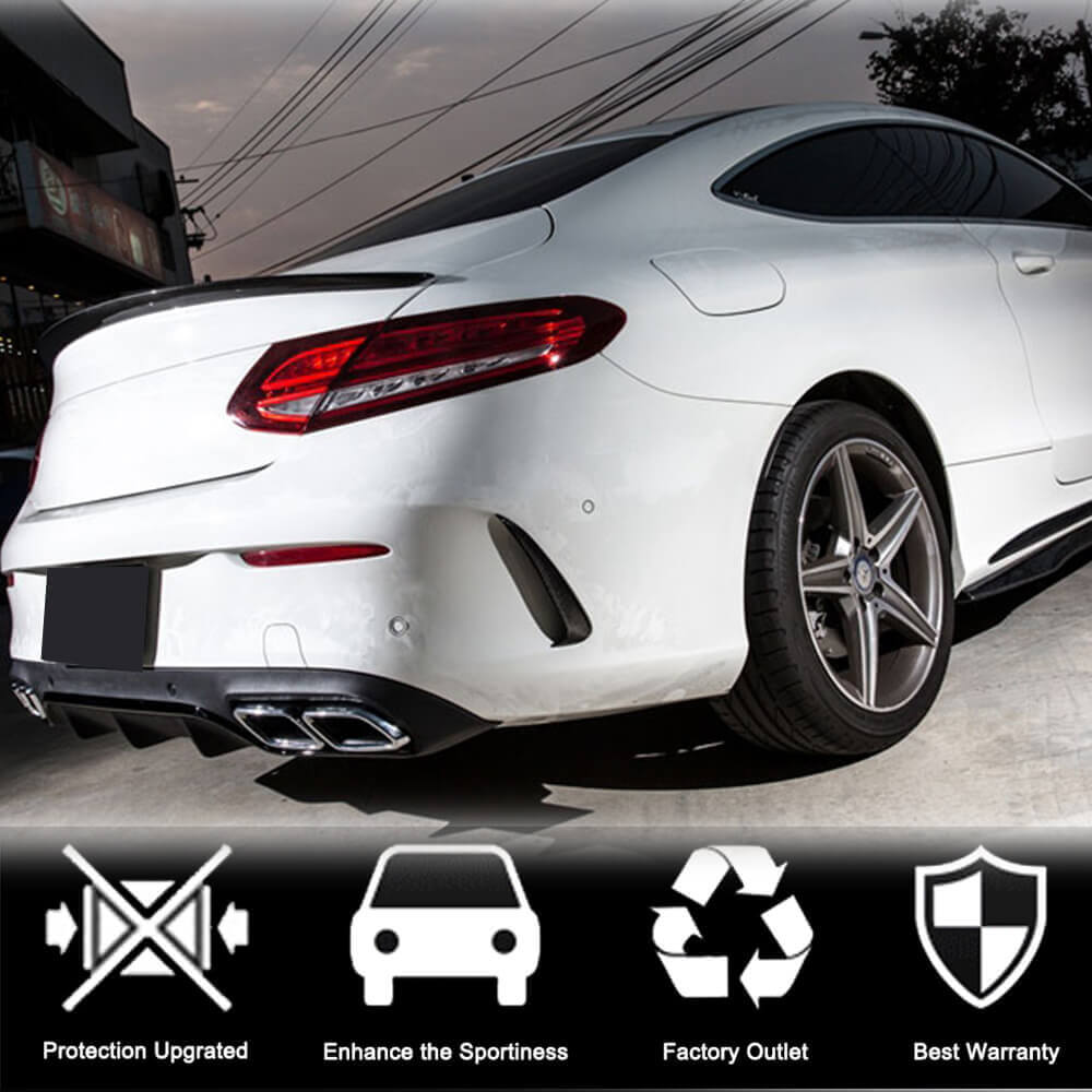 Накладки на задній бампер V1 (для купе/кабріолет Base/AMG-Line/C43 AMG 2015-2019, Карбон) 3