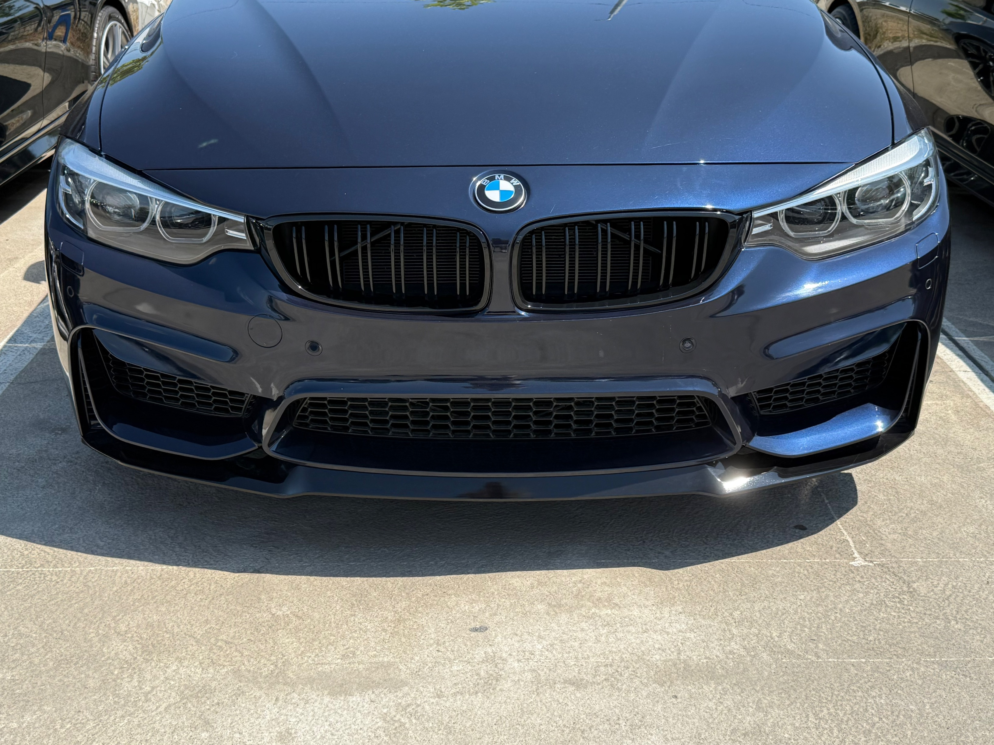Спідниця переднього бампера M3 CS для BMW 3 series F30 F31 2012-2018 ABS пластик, чорний глянець 5