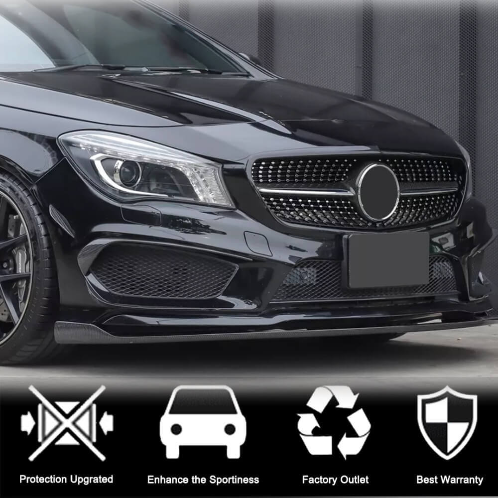 Накладка на передній бампер Lip (для CLA45 AMG SD 2013-2015, Карбон) 2