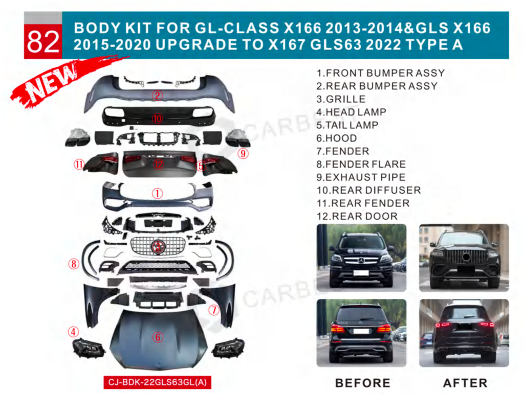 Комплект рестайлінгу з X166 в GLS63 X167 (Type-A)