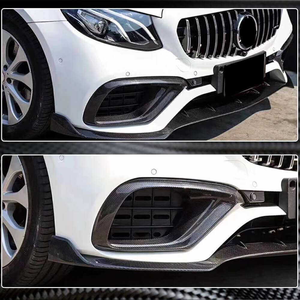 Накладки на передній бампер (для E63 AMG 2016-2019, Карбон) 3