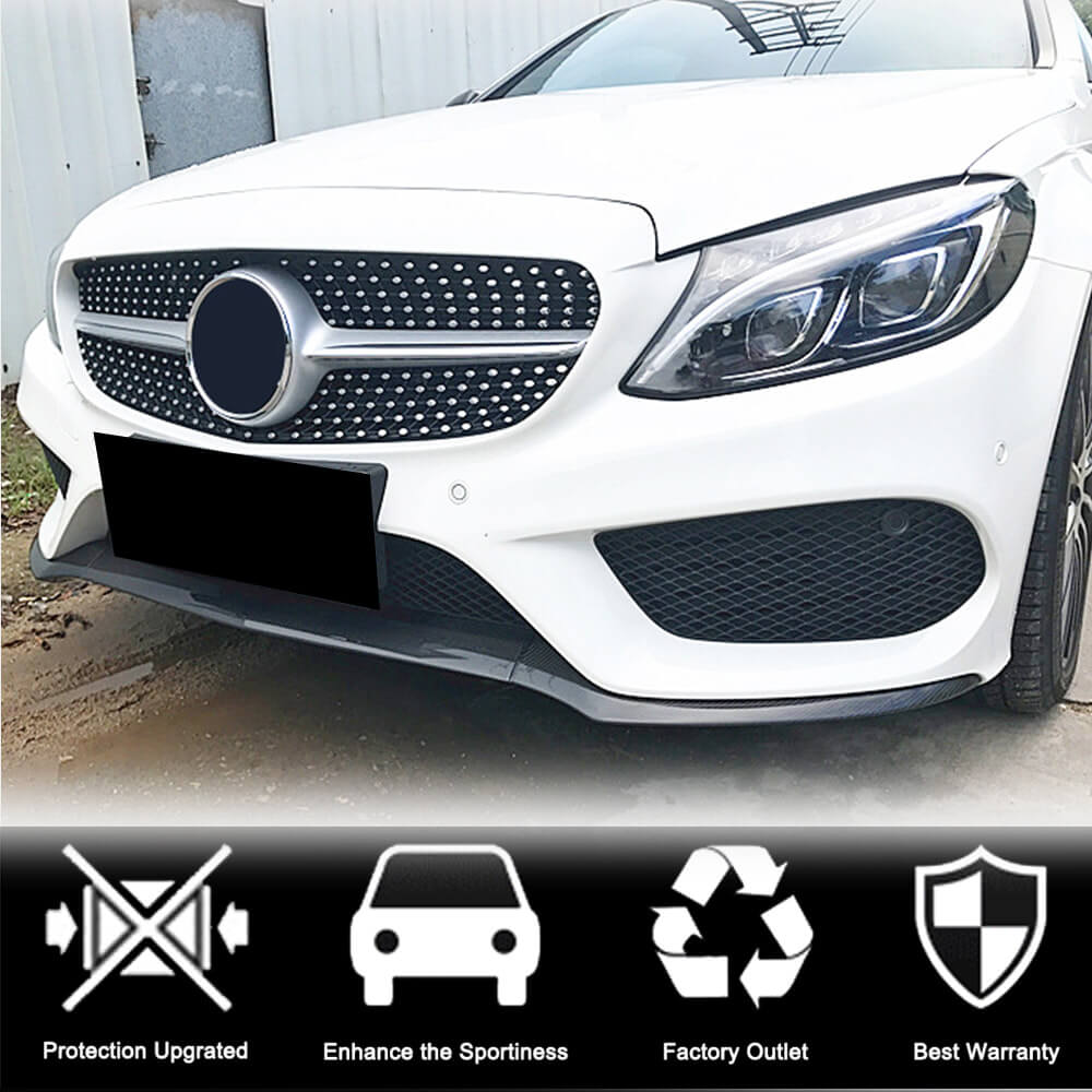 Накладка на передній бампер Lip V4 (для C43 AMG 2015-2019, Карбон) 2