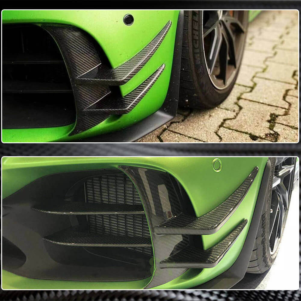 Накладки на передній бампер V2 (для GT R 2016-2019, Сухий карбон) 5
