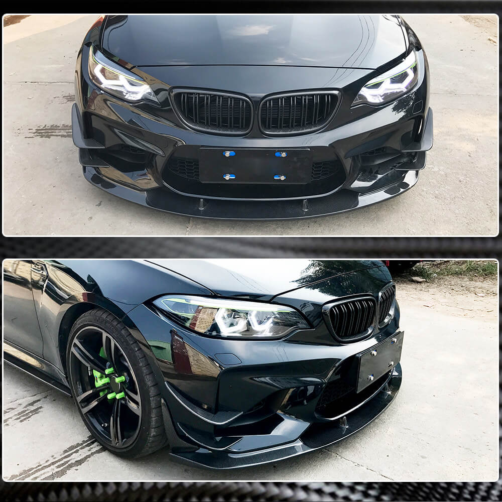 Накладка на передній бампер Lip V6 (для F87 M2, Карбон) 3