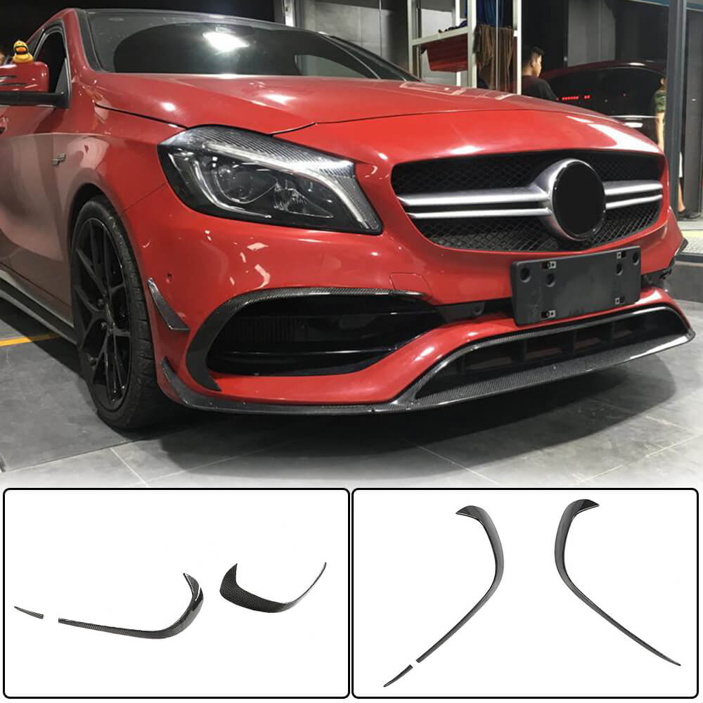 Накладка на передній бампер Lip (для AMG-Line / A45 AMG HB 2016-2018, Карбон) 6