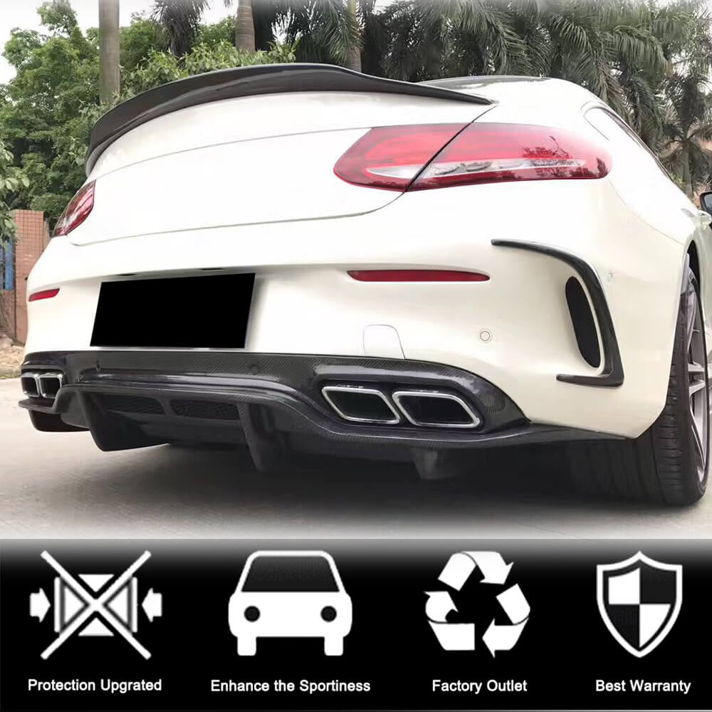 Дифузор заднього бампера V2 (для купе/кабріолет C63 AMG 2015-2019, Карбон) 2