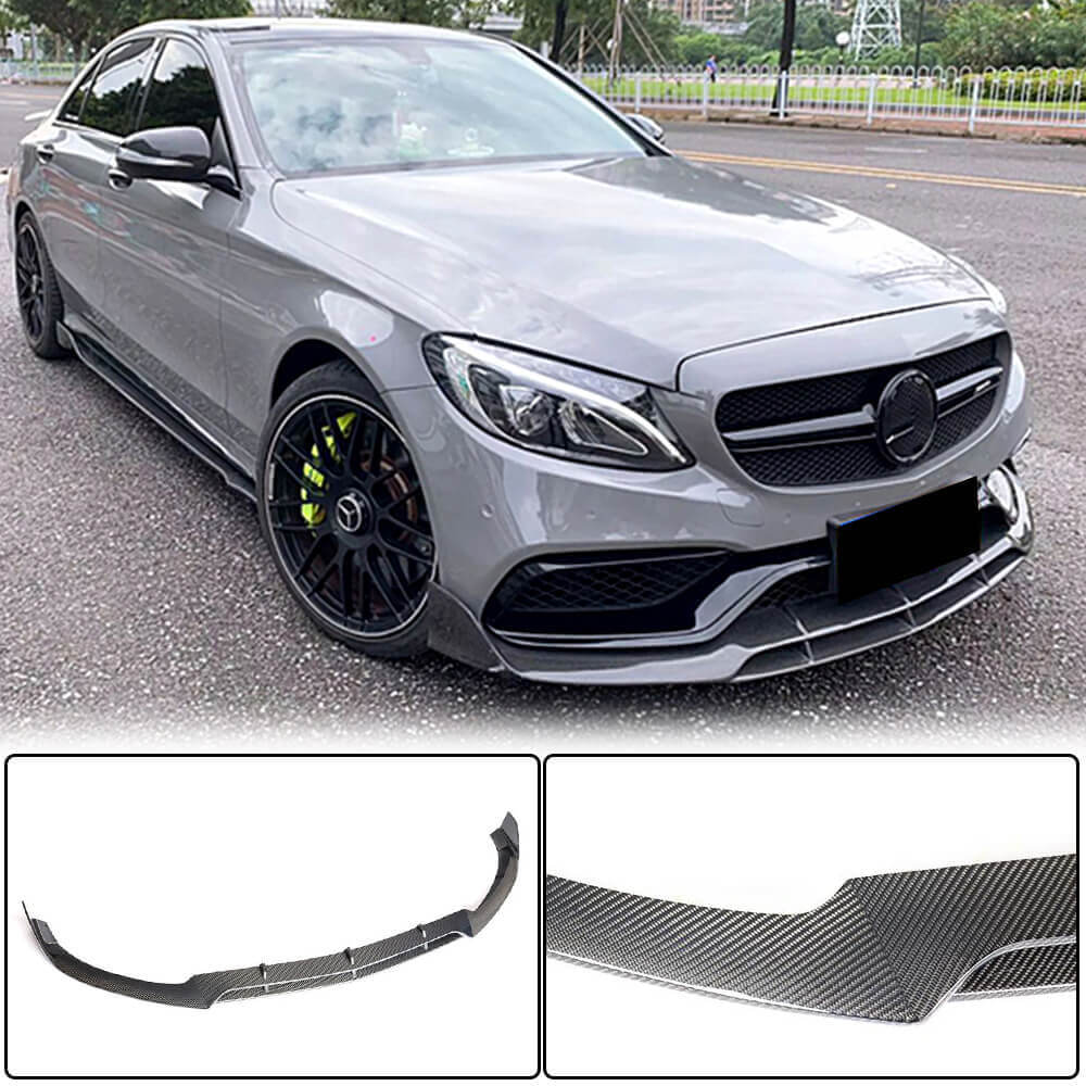 Накладка на передній бампер Lip V4 (для SD C63 AMG 2015-2019, Карбон) 2